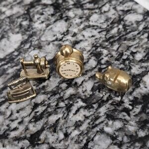 Vintage mini brass pretend play-dollhouse figurines-curio display lot of 4